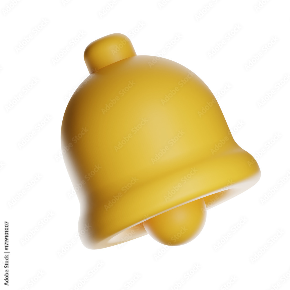 Fototapeta premium Yellow 3d rendering bell notification icon alert