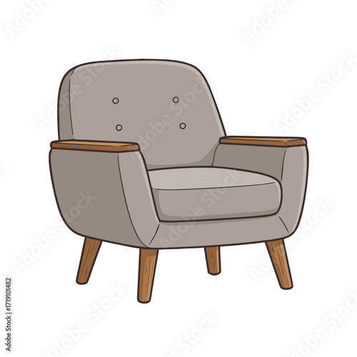 Armchair illustration, flat design, natural colors, isolated on white background