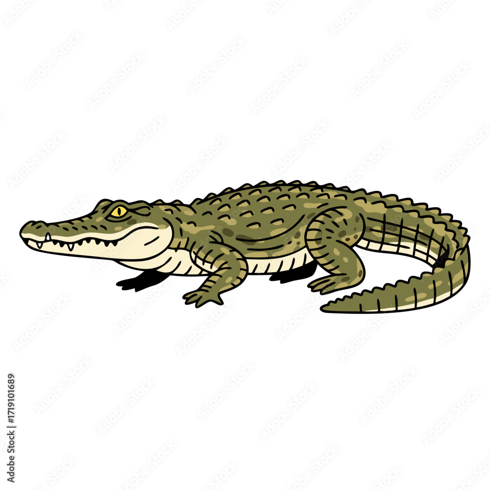 Fototapeta premium Alligator illustration, flat design, natural colors, isolated on white background