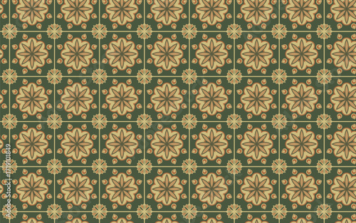 Decorative Seamless Pattern flowers green and orange color, vintage seamless pattern, seamless pattern with floral pattern.