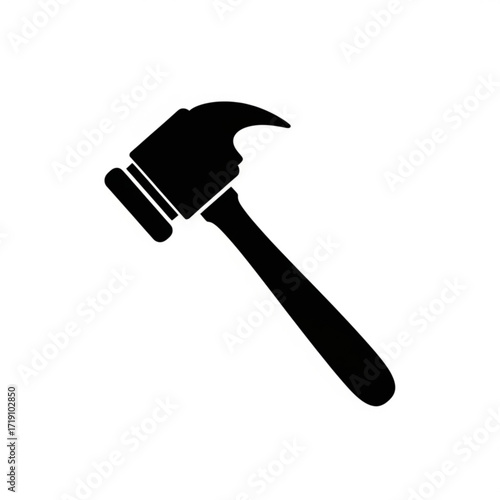 Vector art of black silhouette of a claw hammer