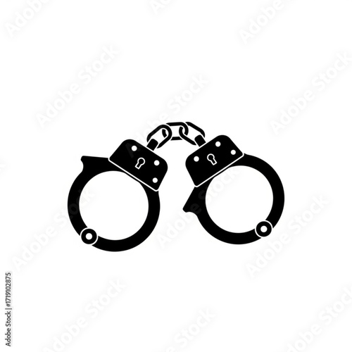 Vector art of black silhouette of handcuffs