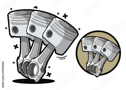 Piston Engine Part Cartoon Vector Illustration