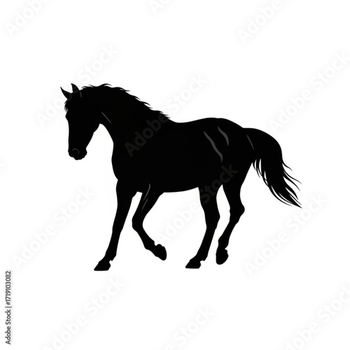 Vector art of black silhouette of a horse running