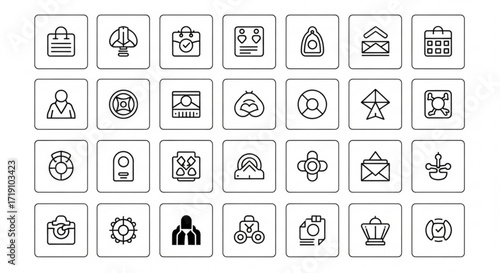 A curated collection of versatile line art icons for digital and print design projects