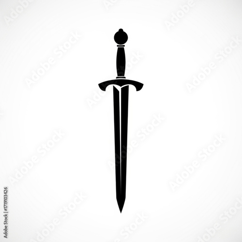 Vector art of black silhouette of a medieval sword