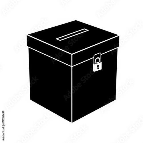 Vector art of black ballot box with a padlock