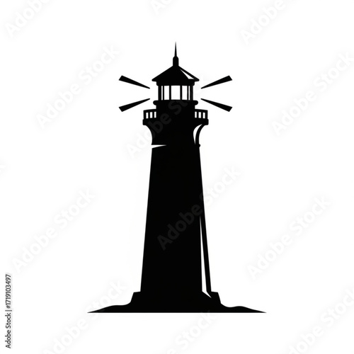 Vector art of black silhouette of a lighthouse