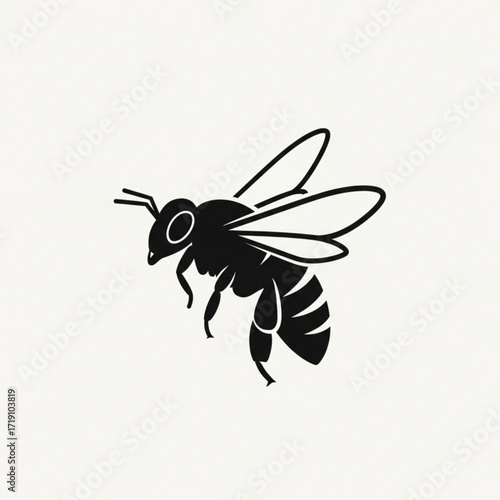 Vector art of black silhouette of a bee flying