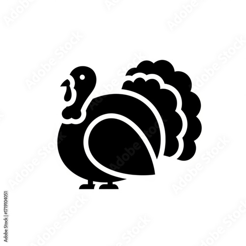 Vector art of black silhouette of a turkey