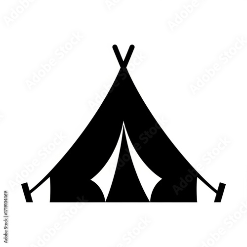 Vector art of black silhouette of a teepee tent
