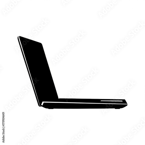 Vector art of black silhouette of a laptop computer