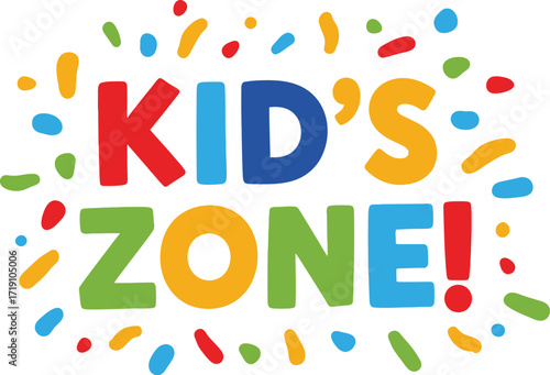 Kids zone colorful banner design for children playroom or party editable vector