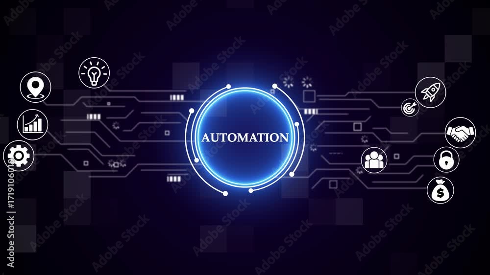 Automation concept with icons. Progress Concept. Animated icons of ...
