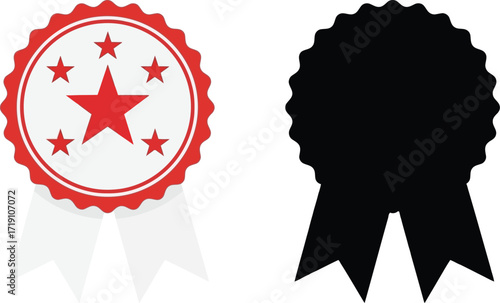 Red star award badge quality guarantee seal of approval vector editable vector