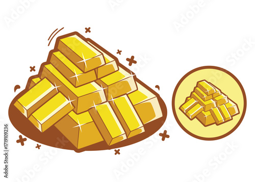 Shiny Gold Bars Cartoon Vector Illustration