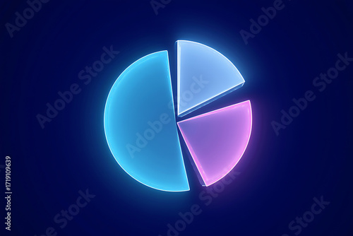 Digital Pie Chart Featuring Blue and Pink Colors on Dark Screen