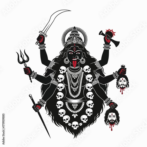 The Fierce Goddess Kali Representing Destruction and Transformation in Hindu Mythology