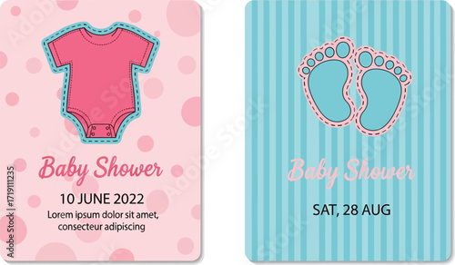 Baby shower invitation template for girl and boy vector design editable vector