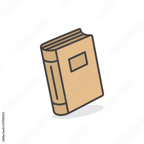 Simple brown book icon isolated flat design.
