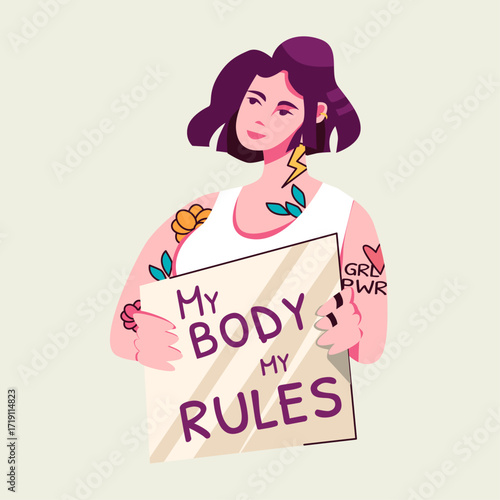 Empowered Woman My Body, My Rules Illustration