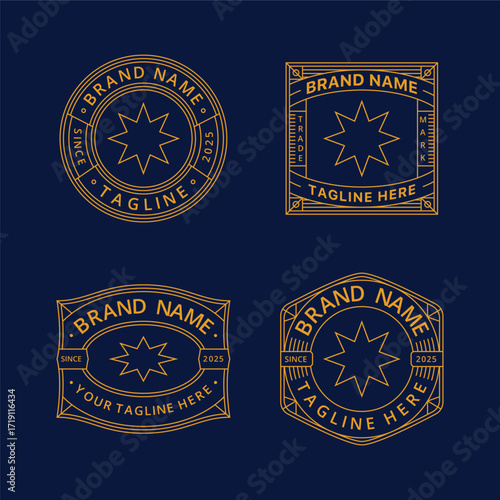 Badge logo design template with text editable for clothing, sport, apparel and etc
