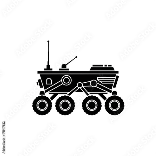Mars rover silhouette isolated on white background