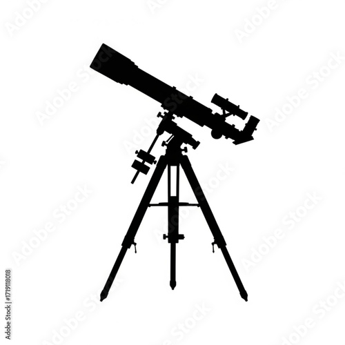 Telescope silhouette on a white background isolated on white background