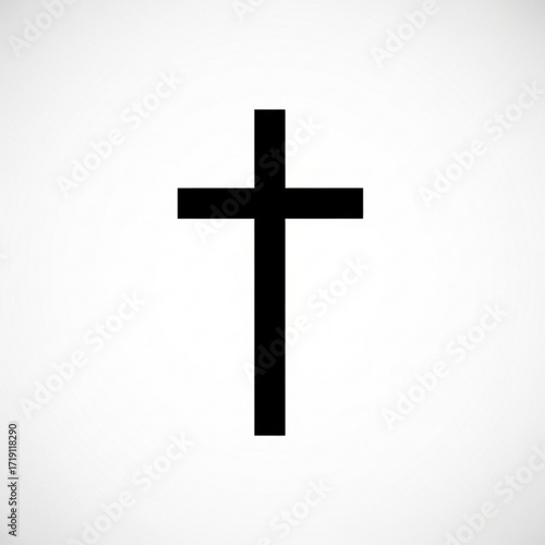 Simple black christian cross silhouette isolated on white background