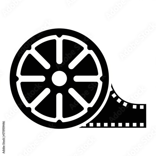 Film reel silhouette isolated on white background