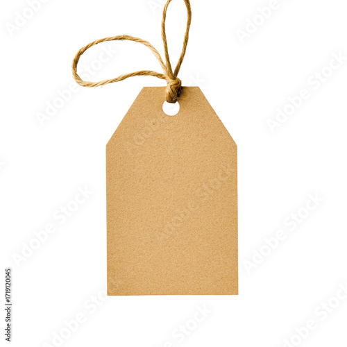 Blank brown tag with twine string 