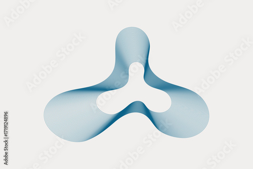 Fluid geometric abstraction. Concentric ripple lines forming dynamic organic shape. Futuristic science style.