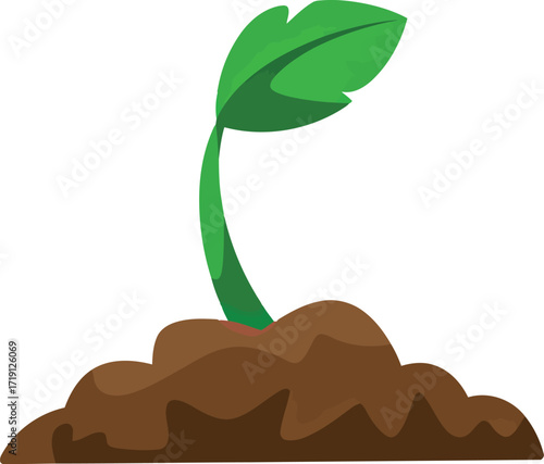 Sprouting plant growing in soil new life fresh start organic growth concept vector