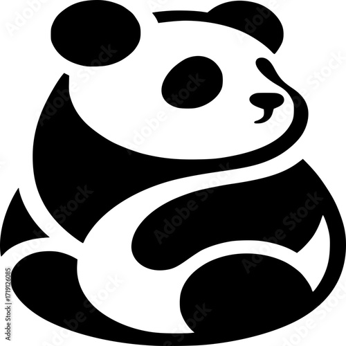 Panda Art Silhouette: A sleek and minimalist silhouette of a giant panda, its iconic black and white pattern rendered in bold, clean lines.