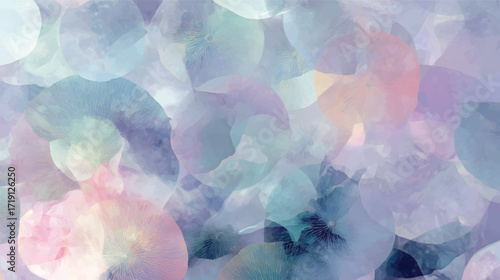 Ethereal abstract background with pastel circular shapes