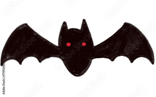 halloween bat with red eyes.