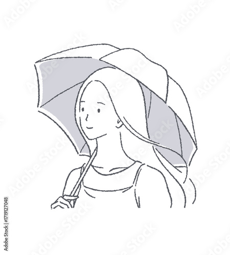 日傘をさす女性のイラスト素材