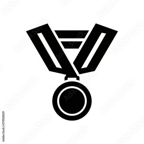Bold medal silhouette design, perfect for award, achievement, or competition branding; simple and impactful vector graphic for versatile applications