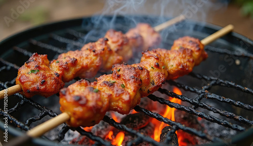 Wallpaper Mural Delicious Chicken Skewers Sizzling on a Charcoal Grill Torontodigital.ca