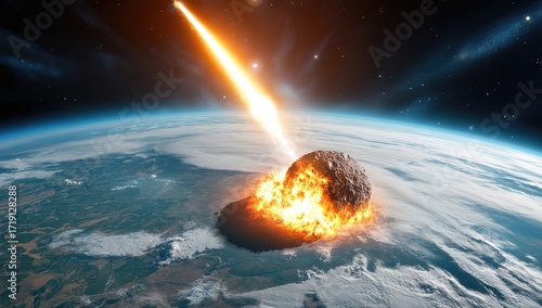 Asteroid impact on Earth, fiery destruction