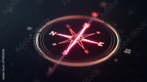 minimal design of compass with north arrow glowing