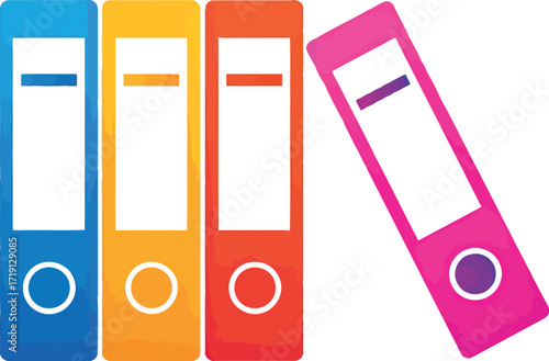 Colorful ring binders organization supplies for documents vector