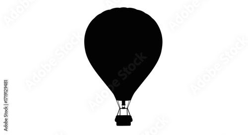 A hot air balloon in silhouette stands centered on a white background