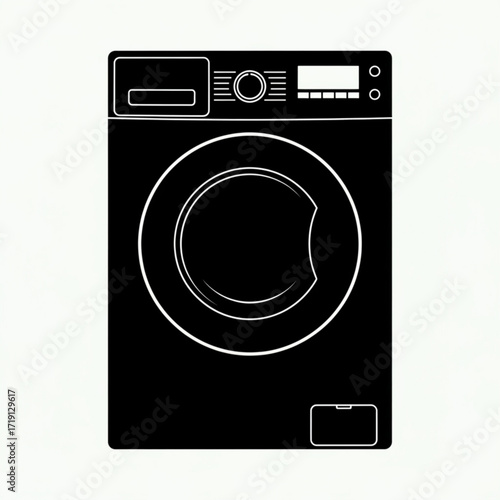 Modern washing machine silhouette designed for laundry, home decor, and appliance concepts, creating clean and fresh lifestyle visuals