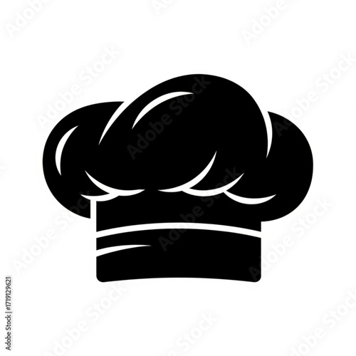 Elegant silhouette of a chef's toque, symbolizing culinary expertise and professional cooking in a modern kitchen, perfect for food-related businesses.
