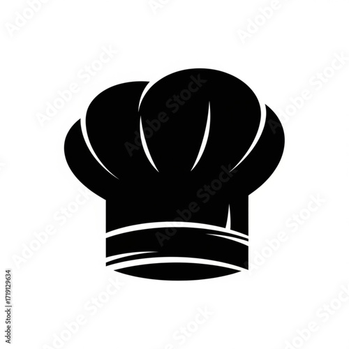 Professional silhouette of a chef's hat, perfect for culinary branding, restaurant logos, food blogs, and kitchen designs; a symbol of cooking expertise.