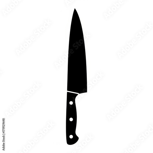 Professional chef knife silhouette ready for culinary creations, perfect for cooking, slicing, chopping, and food preparation