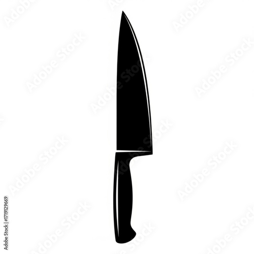 Sharp chef's knife silhouette ready for culinary tasks, perfect for food preparation in a professional kitchen, ideal for cooking enthusiasts