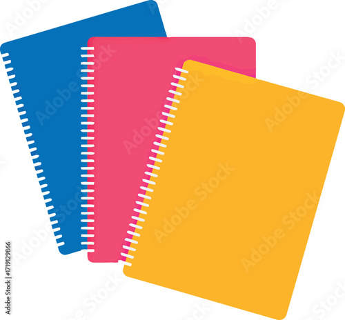 Colorful spiral notebooks stacked for school work study organization vector