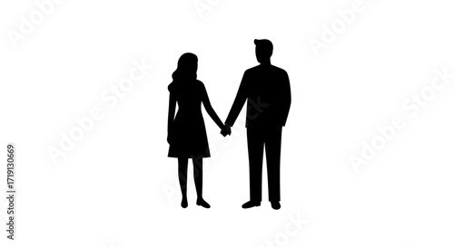 Silhouette of a man and woman holding hands